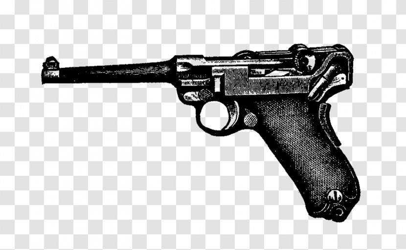 Gun Luger Pistol Revolver Weapon Trigger - Stock - Digital Illustration Transparent PNG