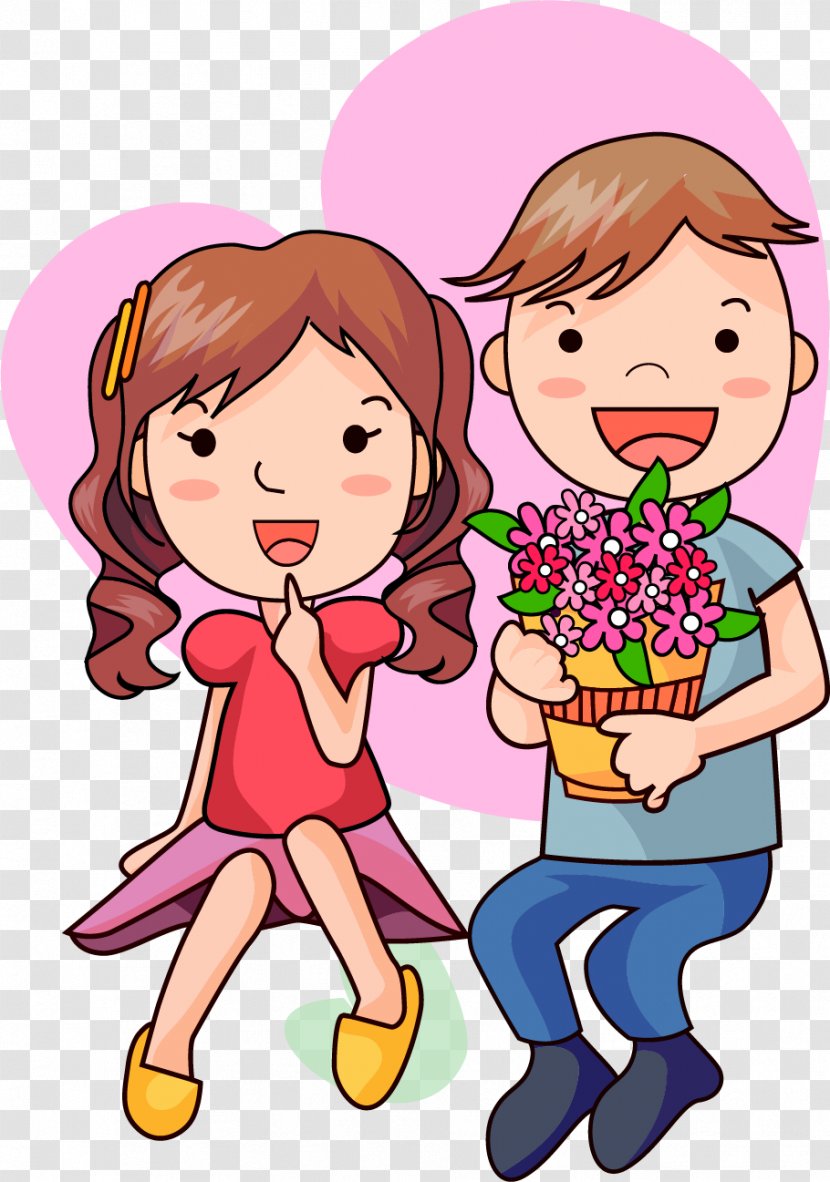 Cartoon Drawing Romance - Flower - Creative Valentine's Day Transparent PNG