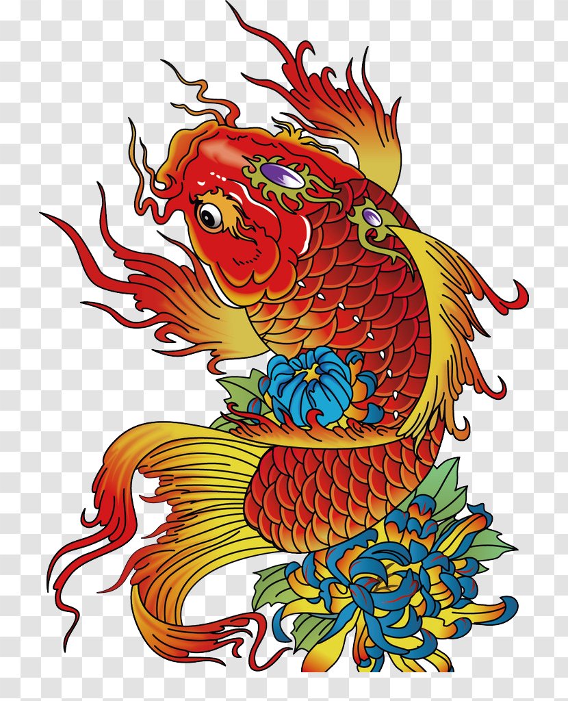 Illustration - Dragon - Red Fish Transparent PNG