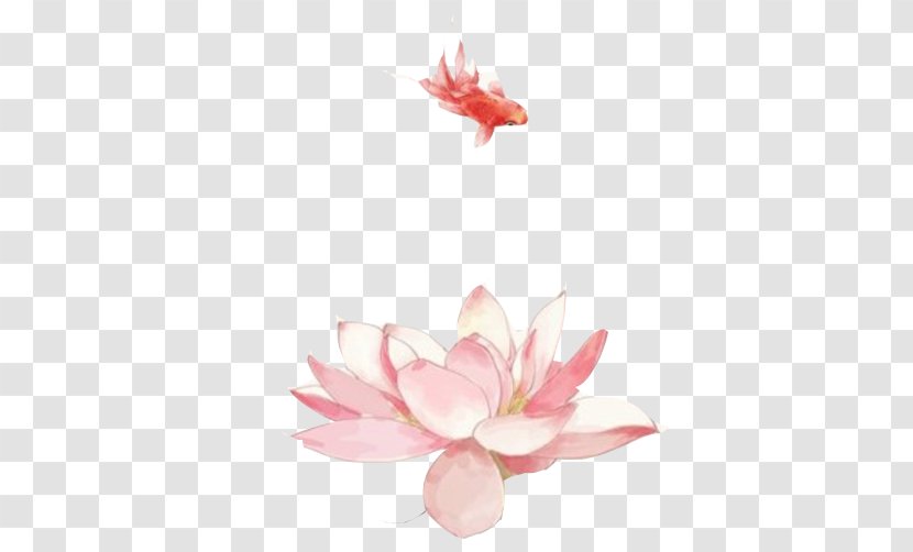 Painting Flowers Watercolor Art - Goldfish Lotus FIG Creative Image Transparent PNG