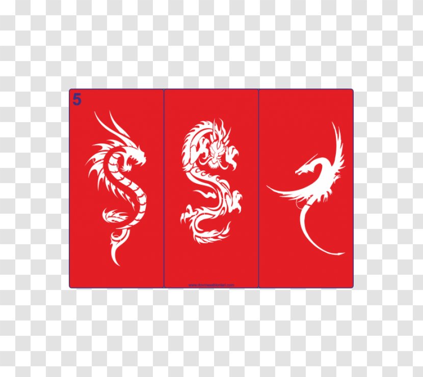 Mehndi Henna Tattoo Dragon Stencil - Red Transparent PNG