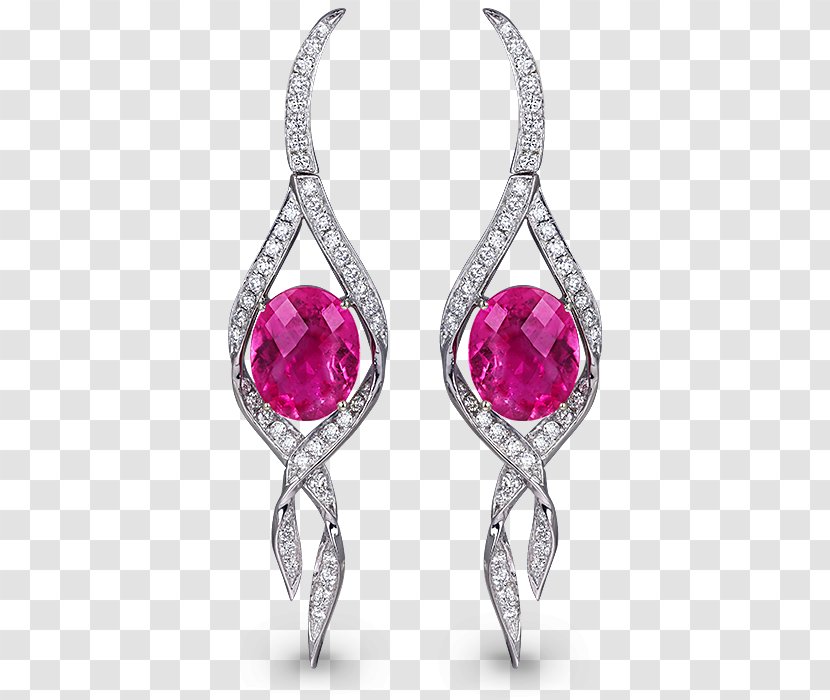 Ruby Earring Jewellery Tourmaline Diamond - Silver Transparent PNG