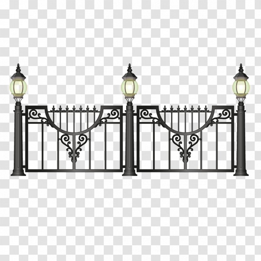 Street Light Fence Lantern - Retro Iron Bar Transparent PNG