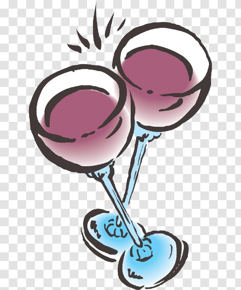 Red Wine Illustration - Cartoon - Collision Of The Glass Transparent PNG