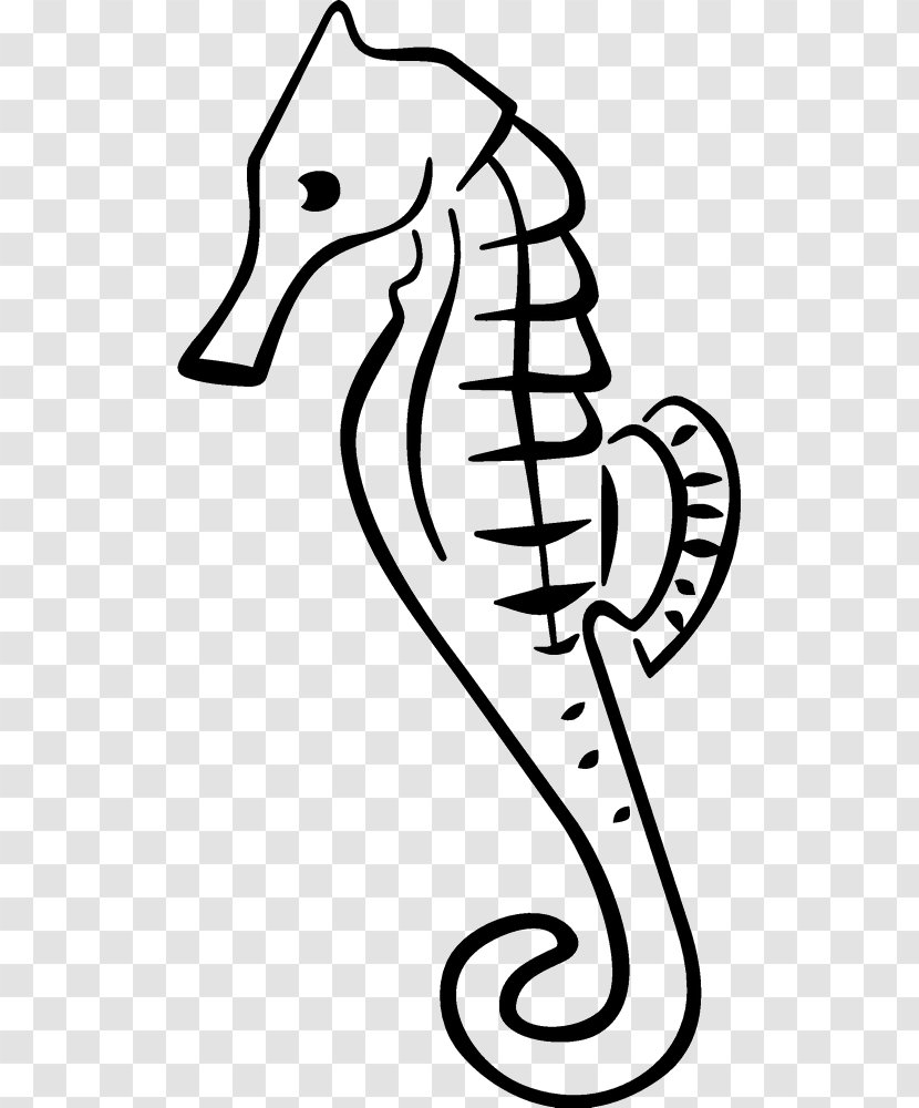 Seahorse Clip Art - Black And White Transparent PNG