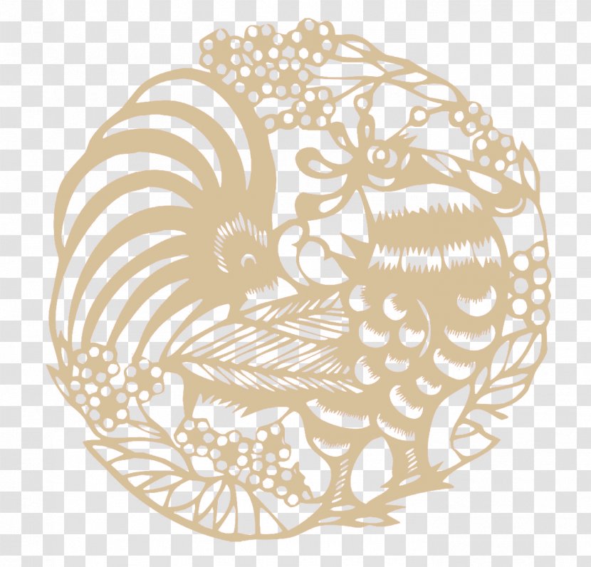 Chicken Papercutting Chinese Paper Cutting New Year - Decorative Shading Pattern Transparent PNG