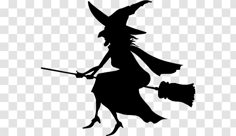 Clip Art Witchcraft Black And White Halloween Witches Image - Wing - Silhouette Transparent PNG