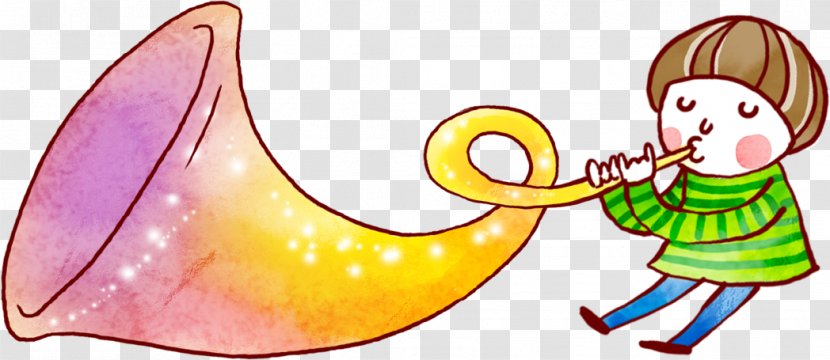 Cartoon Cornett - Silhouette - Smiling Horn Child Hand Painted Transparent PNG