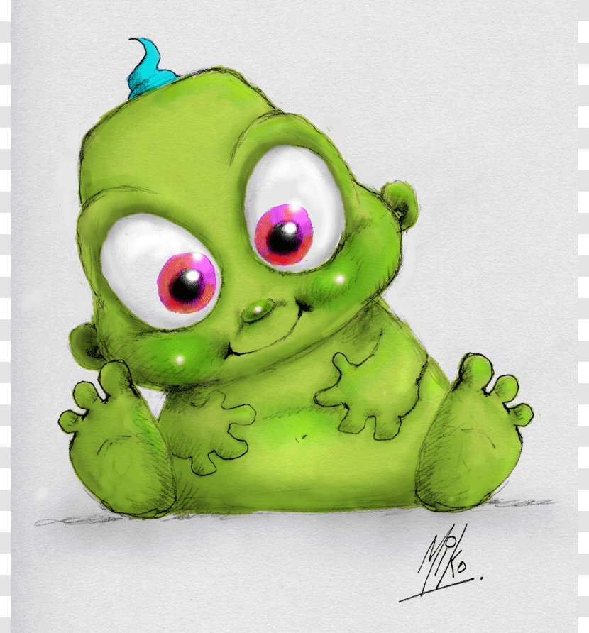 Infant Drawing Cartoon Clip Art - Green - Cute Alien Transparent PNG