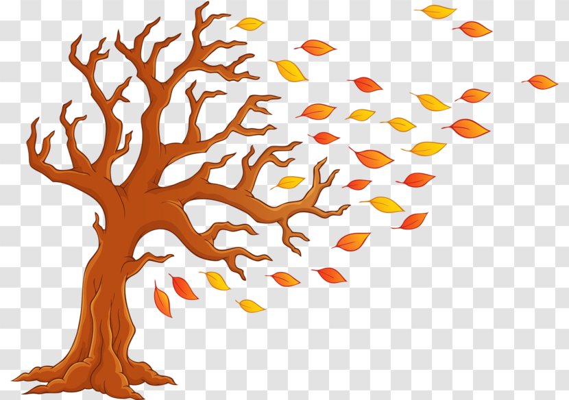 Autumn Tree Cartoon Clip Art - Branch - Leaves Transparent PNG