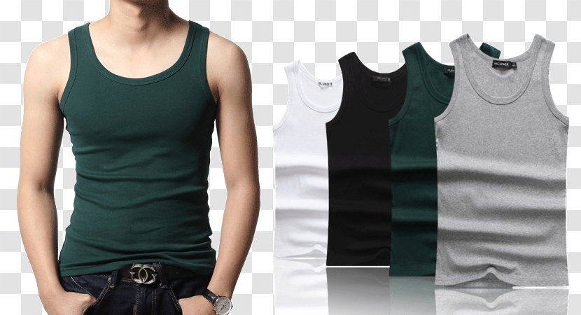 T-shirt Sleeveless Shirt Vest Jacket Waistcoat - Silhouette - Men's Summer Transparent PNG