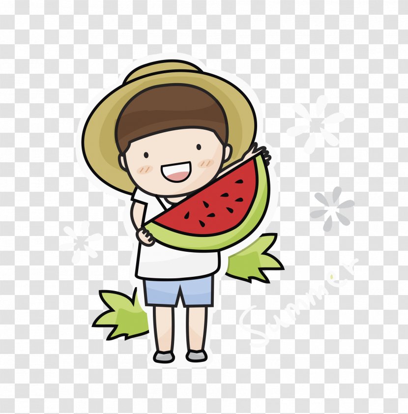 Watermelon Illustration - Fruit - Boy Transparent PNG
