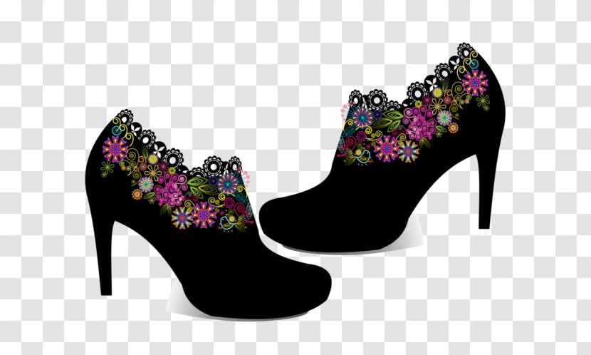 Shoe Designer High-heeled Footwear - Purple - Black Shoes Transparent PNG