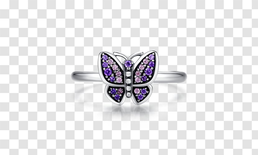 Amethyst Earring Pandora Bracelet - Gold - Butterfly Ring Transparent PNG