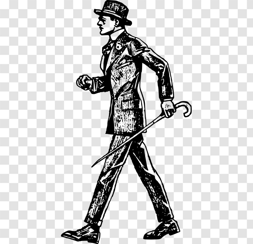 Walking Suit Clip Art - Monochrome Transparent PNG