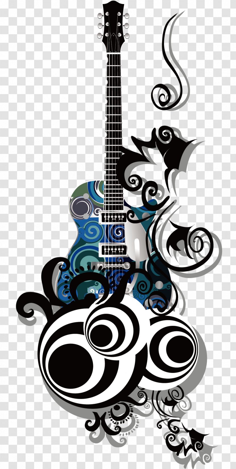 India Wall Decal Sticker - Price - Guitar And Decorative Patterns Vector Material Transparent PNG