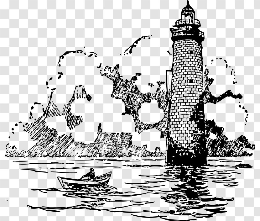 Lighthouse Drawing Line Art Clip - Monochrome Photography - Punta Carena Transparent PNG