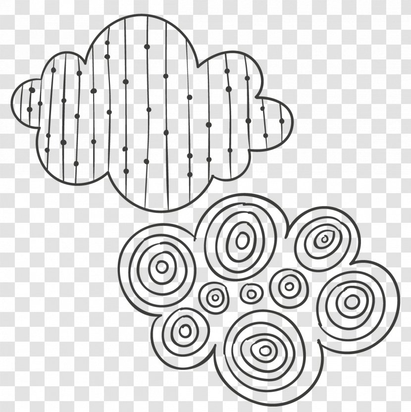 Black And White Drawing - Hand-painted Pattern Clouds Transparent PNG