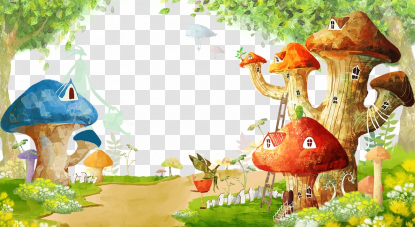 Cartoon Mural Wallpaper - Highdefinition Television - Large Mushrooms Construction Transparent PNG