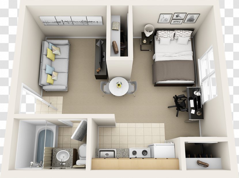 Studio Apartment House Bedroom Floor Plan - Bathroom Transparent PNG