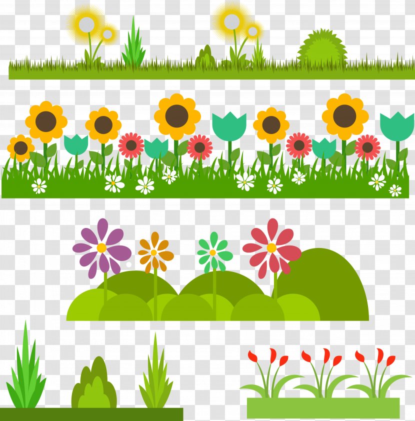 Flowers And Grass Vector Base - Text - Floristry Transparent PNG