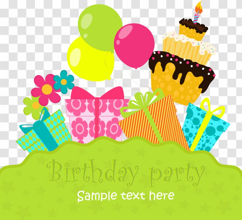 Birthday Cake Greeting Card - Vector Balloon Gift Transparent PNG