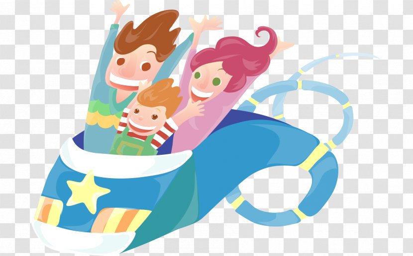 Cartoon Illustration - Art - Hand Drawn People Sitting In A Roller Coaster Transparent PNG