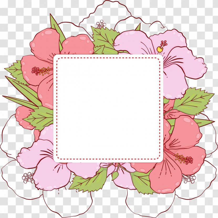 Watercolor Flowers Frame - Pink M - Plant Picture Transparent PNG