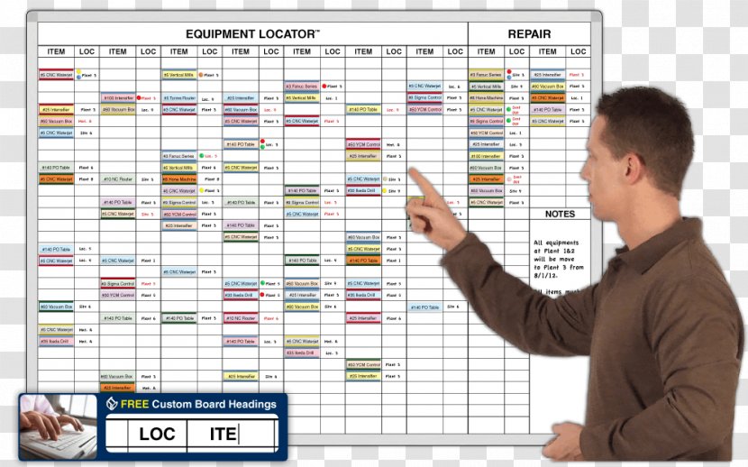 Dry-Erase Boards Bulletin Board Magnatag Office - Inventory - Location Transparent PNG