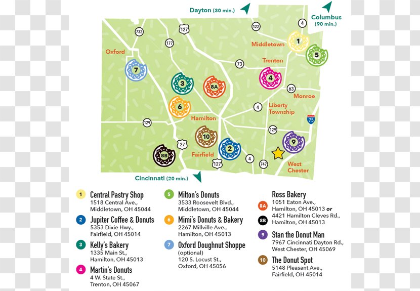 Donuts Trail Hamilton Tour De Donut Map Transparent PNG