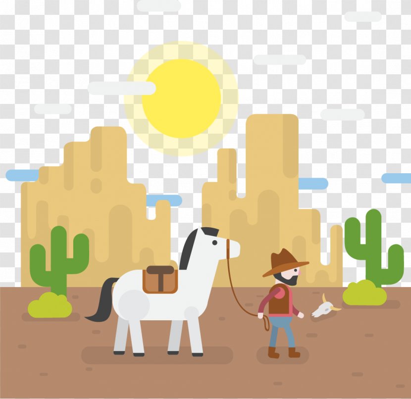 Cowboy Cartoon Illustration - Art - Lead A Horse Transparent PNG
