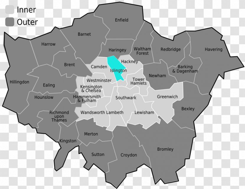 Inner London Outer Central Borough Of Haringey Westminster - Map - Greater Transparent PNG