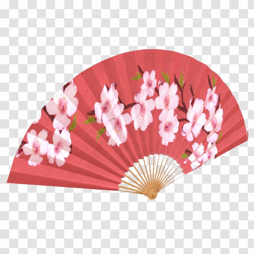 Japan Hand Fan 3D Computer Graphics Autodesk 3ds Max - Decorative - The Peach Blossom In Transparent PNG