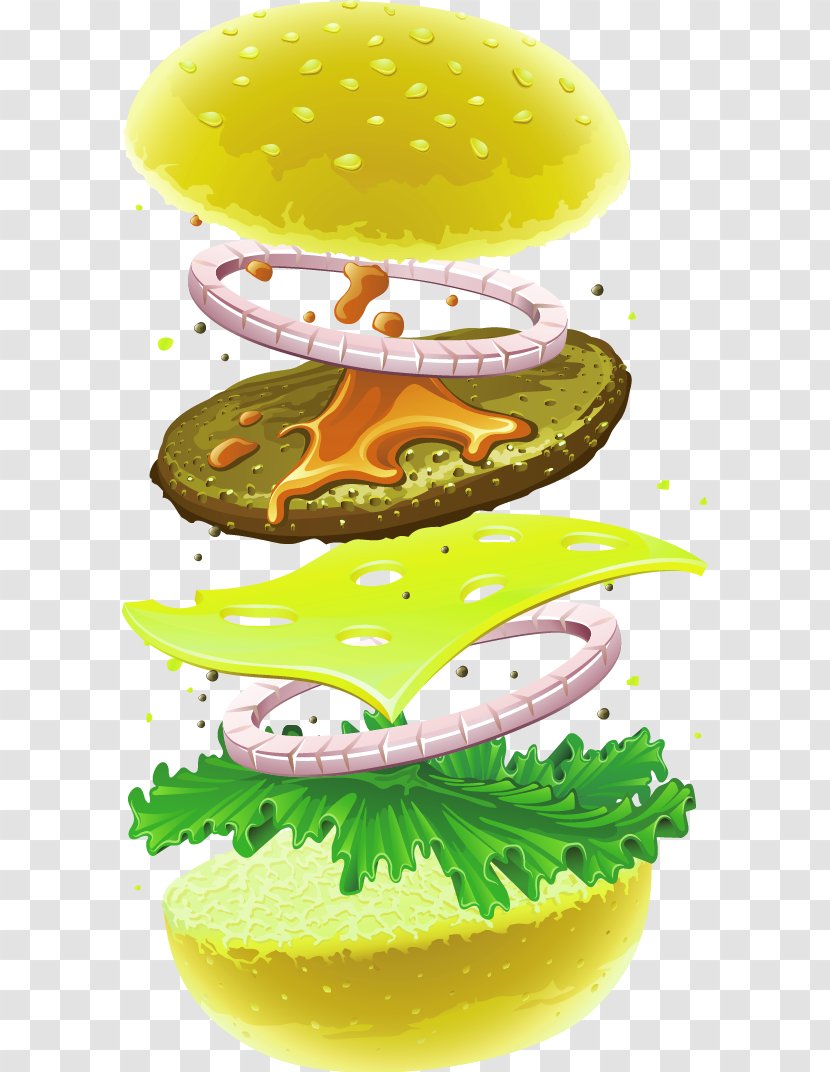 Hamburger Cheeseburger Fast Food Chicken Sandwich Veggie Burger - Meat - Layered Transparent PNG