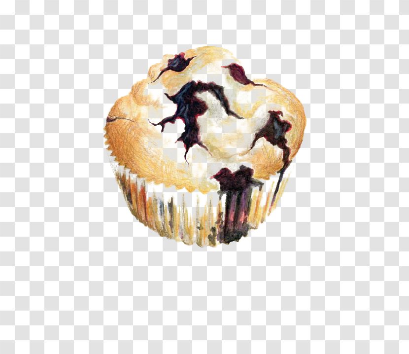Muffin Cupcake Blueberry Watercolor Painting Illustration - Chocolate Dessert Transparent PNG
