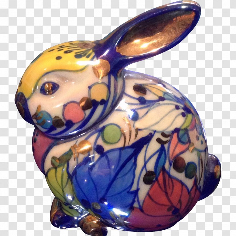 Easter Bunny Hare Figurine Rabbit Ceramic - Hand-painted Transparent PNG