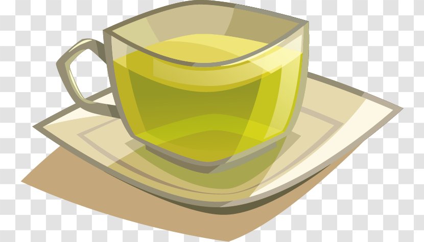 Green Tea Coffee Cup Glass Teacup - Vector Of Transparent PNG