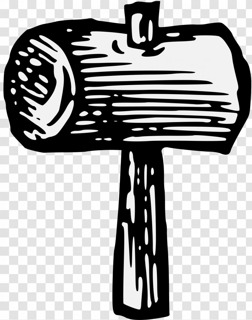 Black And White Monochrome Hammer Mallet A Display Of Heraldrie - Handle Transparent PNG
