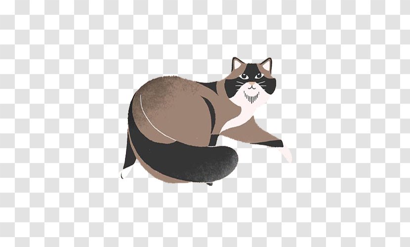 Whiskers Black Cat Illustration - Simple Stitching Transparent PNG