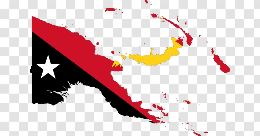 Flag Of Papua New Guinea Map - Mapa Polityczna Transparent PNG