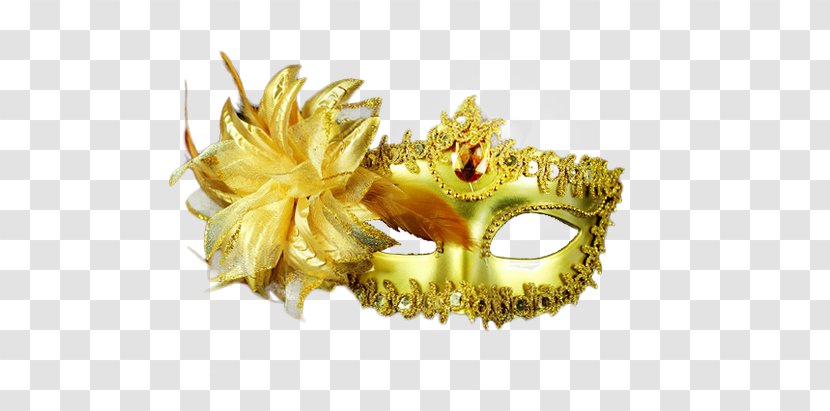 Mask Masquerade Ball - Yellow - Golden Flower Transparent PNG