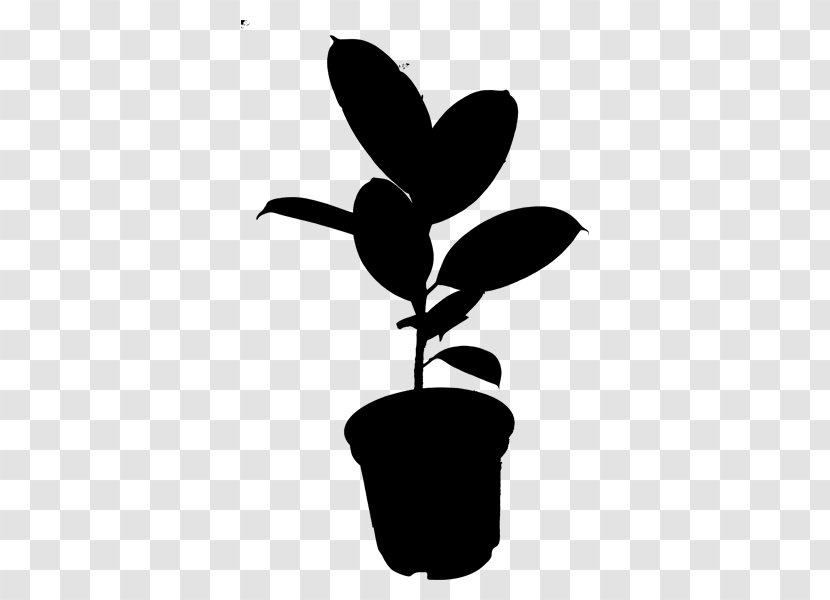 Flower Clip Art Leaf Plant Stem Silhouette - Black - Houseplant Transparent PNG