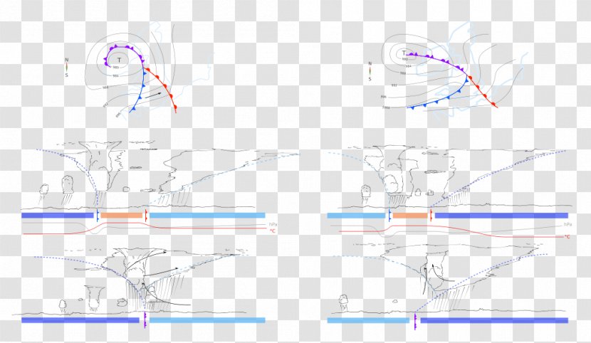 Occluded Front Weather Warm Cold Isobaar - Tree - Silhouette Transparent PNG