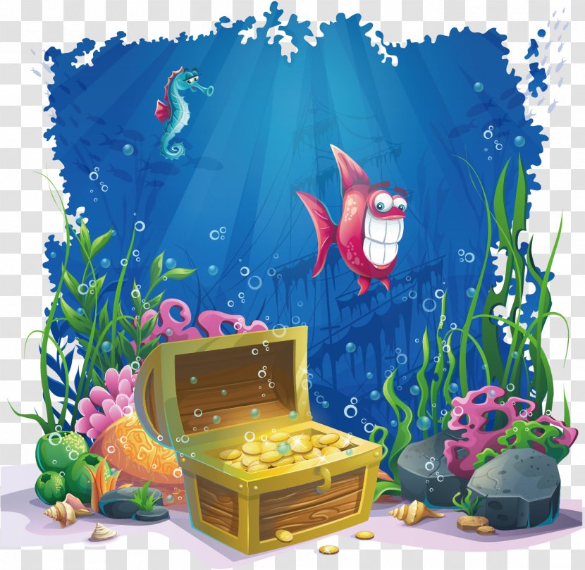 Coral Reef Underwater Illustration - Play - Seabed Gold Transparent PNG