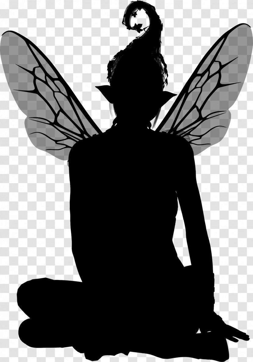 Fairy Silhouette - Black And White Transparent PNG