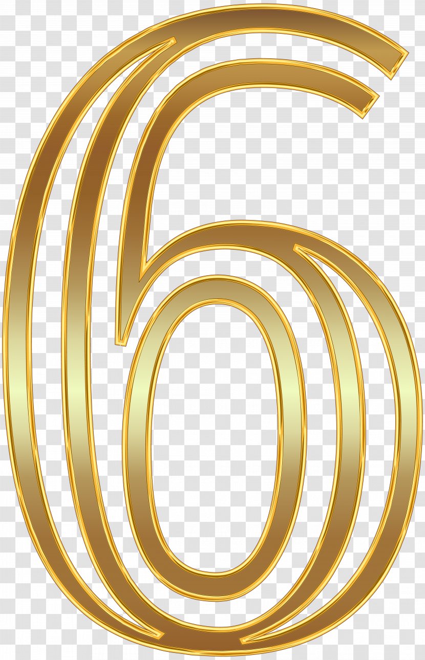 Number Clip Art - Pattern - Six Gold Image Transparent PNG