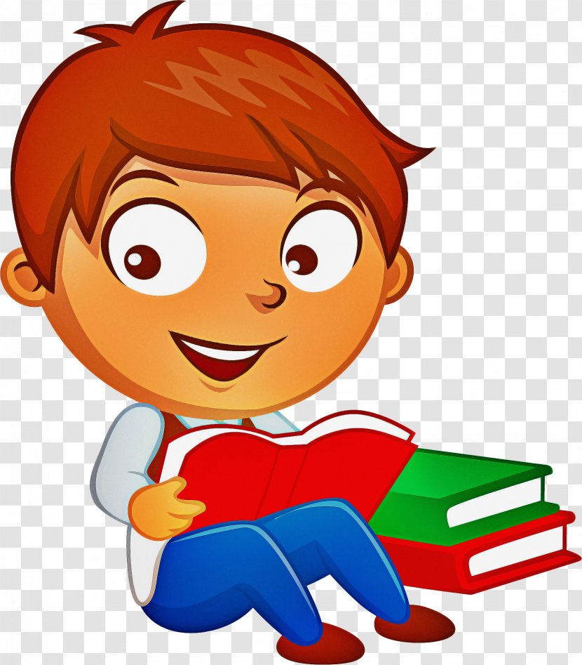 Cartoon Clip Art Animated Pleased Fictional Character - Reading Transparent PNG