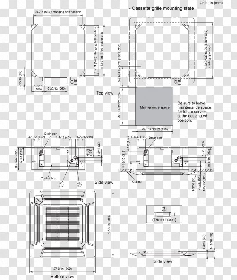 Compact Cassette Architecture Floor Plan Air Conditioning Room - Elevation Transparent PNG