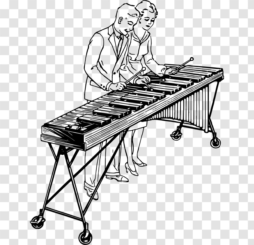 Marimba Drawing Musical Instruments Xylophone - Silhouette Transparent PNG