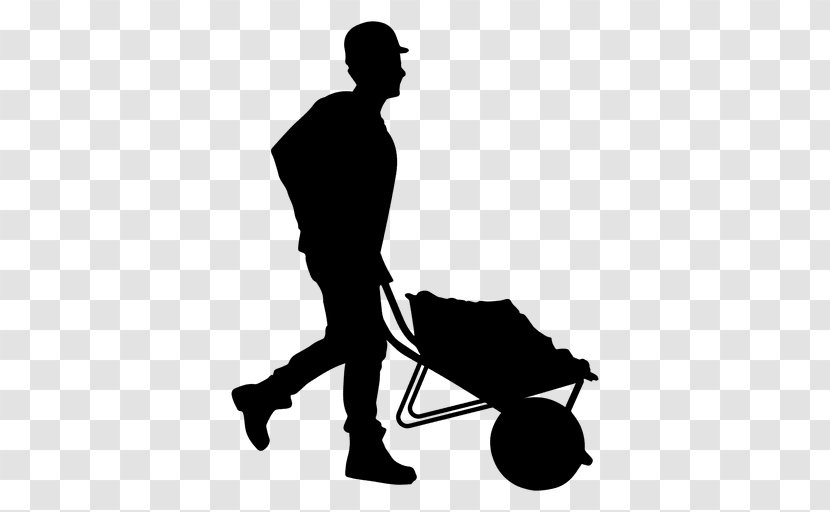 Wheelbarrow Laborer Architectural Engineering Construction Worker - Black - Workers Silhouettes Transparent PNG